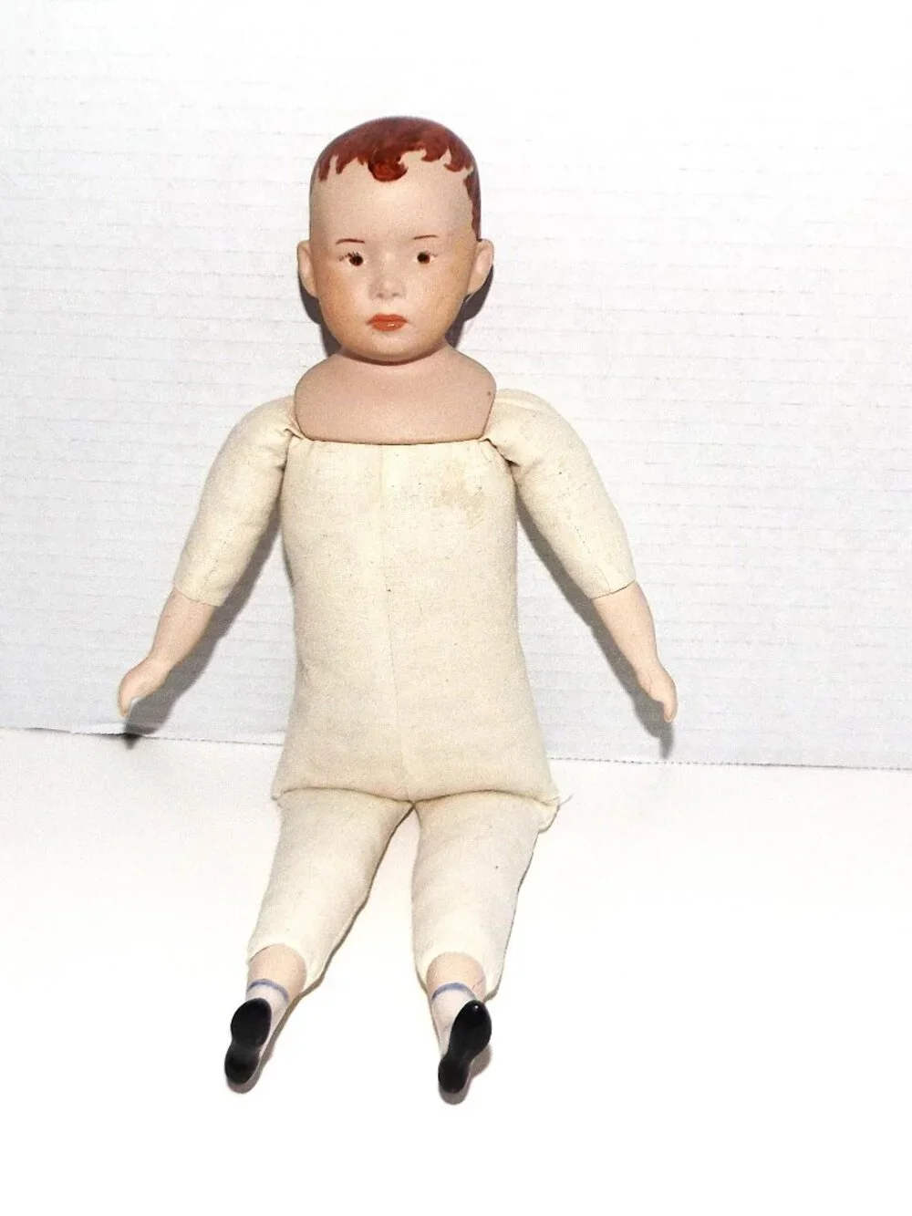 Antique-Vintage German 13” Cabinet Sized Schoolboy Bisque China Head Doll